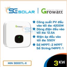 Inverter điện mặt trời 3KW-Growatt Min 3000TL-X - Chi Nhánh Đồng Nai - Công Ty TNHH Đầu Tư Và Thương Mại Năng Lượng Se Solar